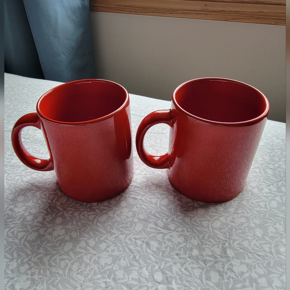 Red Ceramic Coffee Mugs - Set of 2